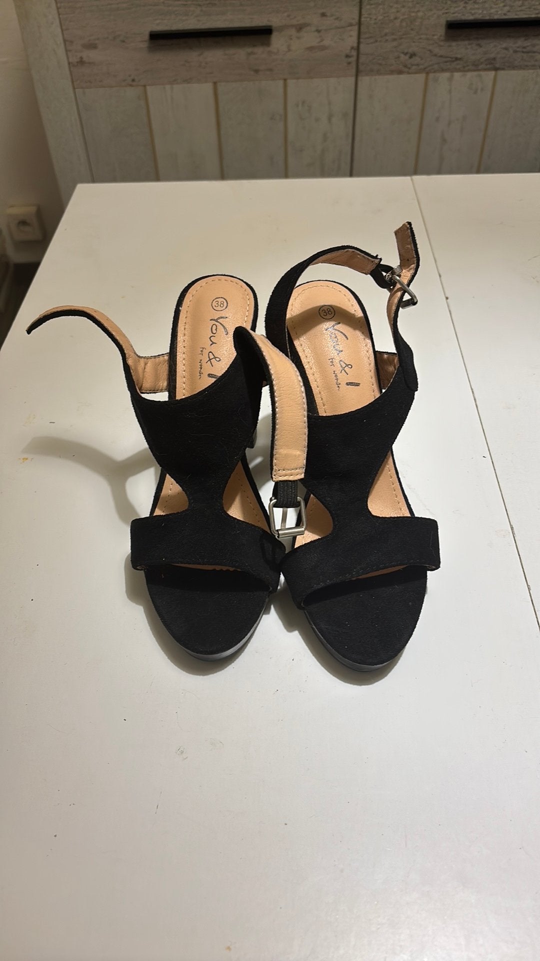 Chaussures ouvertes été daims, Enlèvement, Neuf, Noir