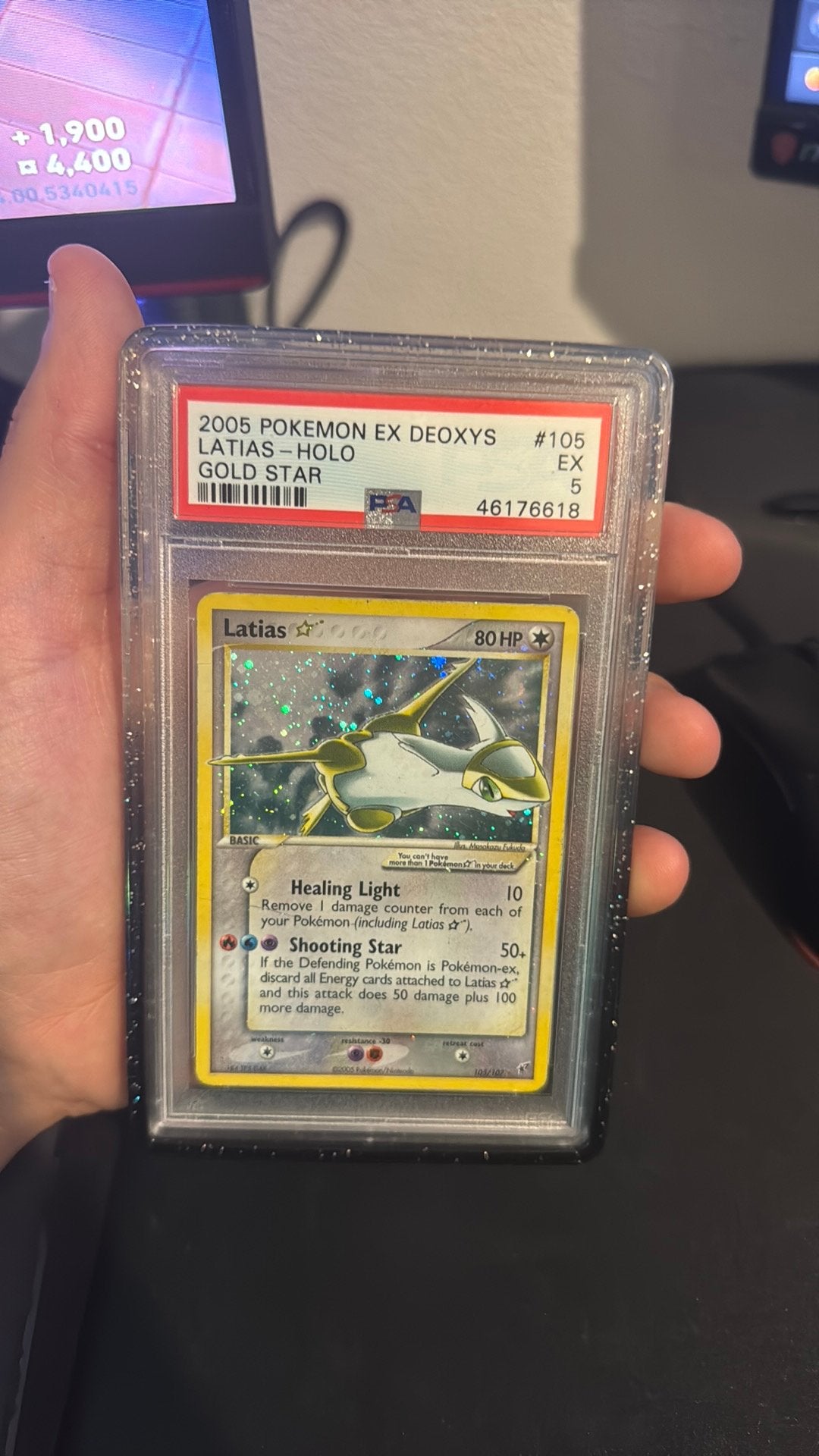Latias goldstar psa 5, Ophalen, Zo goed als nieuw, Losse kaart, Foil