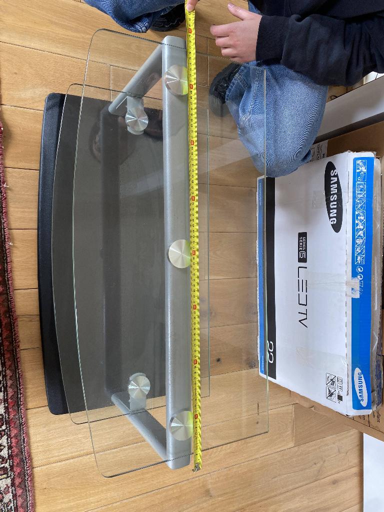 meuble télé, 25 à 50 cm, Moins de 100 cm, Comme neuf, Verre