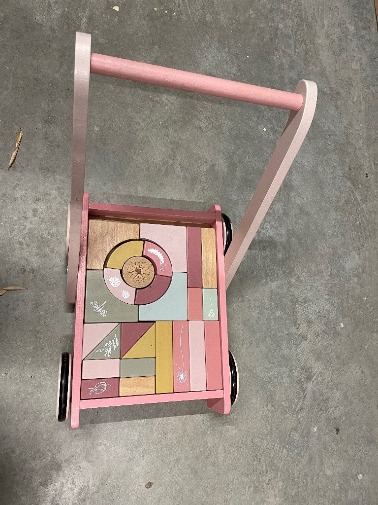 Loopwagentje met Blokken Little Dutch, Kinderen en Baby's, Ophalen, Zo goed als nieuw, Rij- of Hobbelspeelgoed