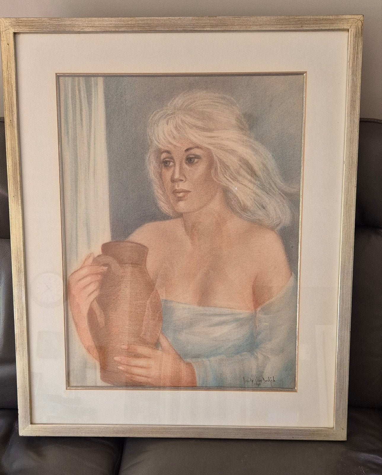Originele pastelkrijt schilderij Rosita Vanbockryck (1978), Antiek en Kunst, Kunst | Schilderijen | Klassiek, Ophalen, Gedateerd