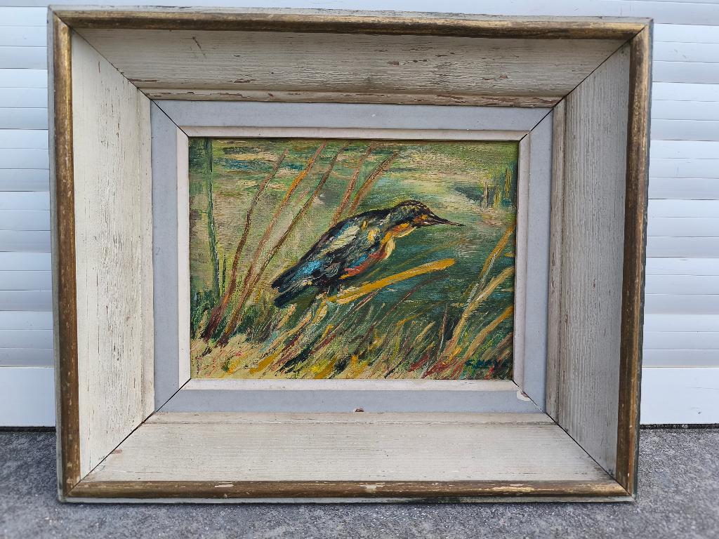 huile sur toile oiseau signe c haye, Enlèvement ou Envoi
