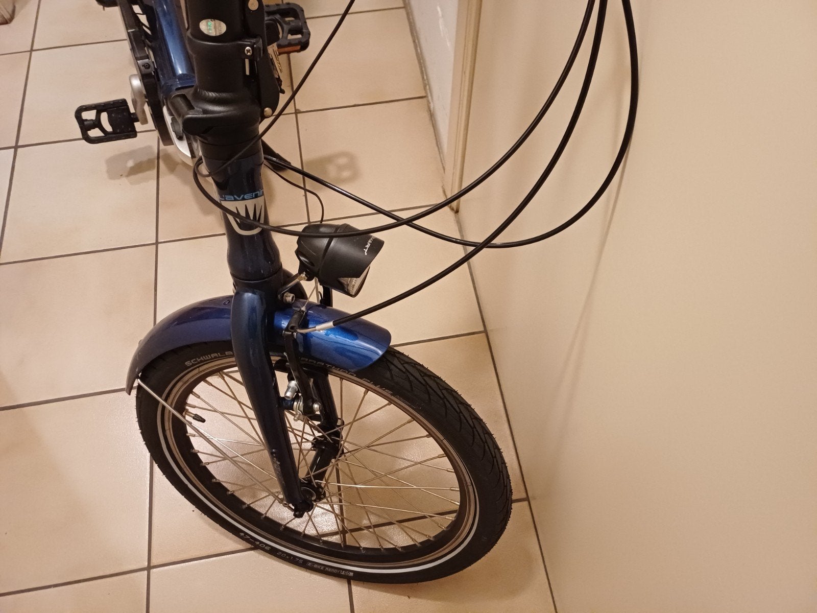electrische plooifiets blauw l'avenir 500 eur, Fietsen en Brommers, Velgrem, Versnellingen, Zo goed als nieuw, Totaal opvouwbaar