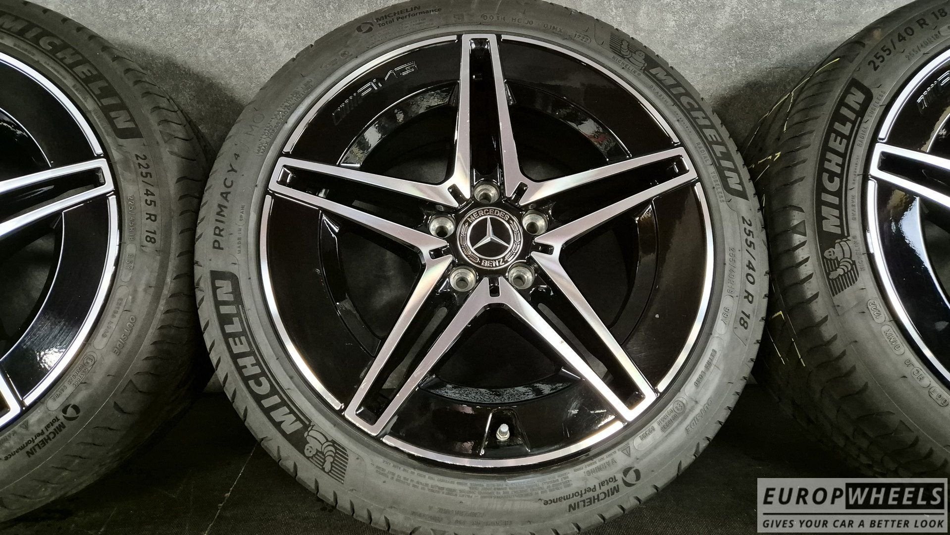 18 inch Mercedes C klasse W206 AMG Zwart zomerbanden velgen, Auto-onderdelen, Banden en Velgen, 18 inch, Gebruikt, 255 mm, -