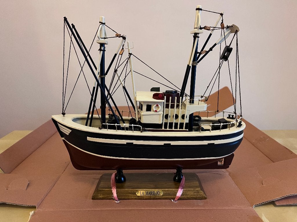 Maquette bateau bois artisanale La Marie-Jo - Pêche - Neuf, Enlèvement, Neuf, Bateau à moteur ou Voilier, Modèle réduit