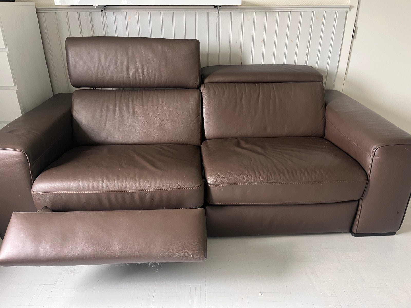 Natuzzi lederen salon 3+2 met relaxfunctie, Huis en Inrichting, Ophalen, Gebruikt, Vierpersoons of meer, Leer