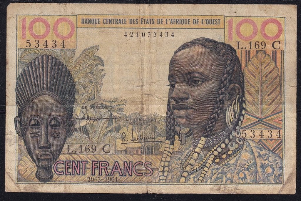 AOF C-Burkina Faso 100 fr 1961 RR, Postzegels en Munten, Bankbiljetten | Afrika, Ophalen of Verzenden, Overige landen, Los biljet