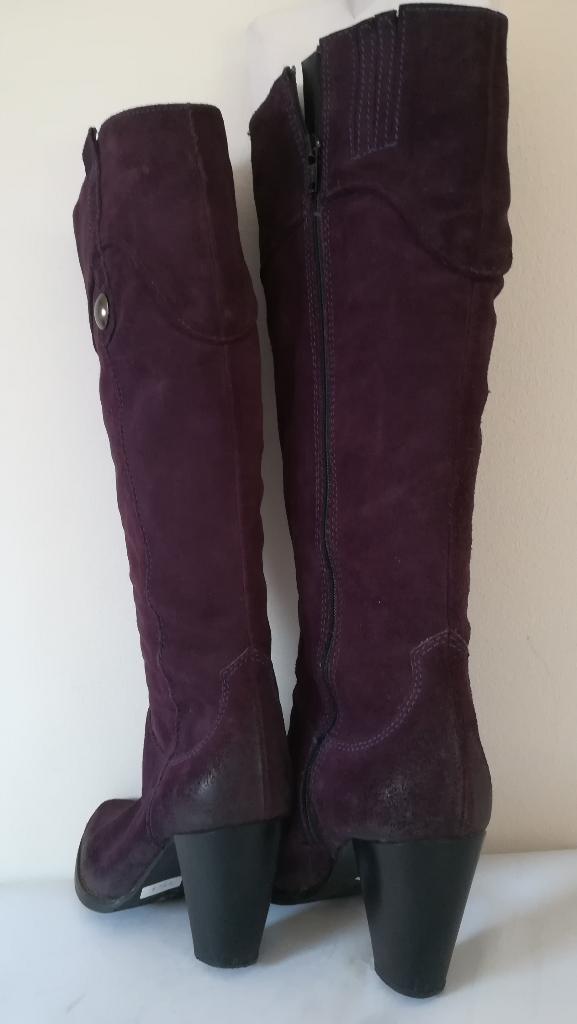 770A* CYPRES sexy paarse leren laarzen (38), Kleding | Dames, Schoenen, Hoge laarzen, Overige kleuren, Verzenden, CYPRES