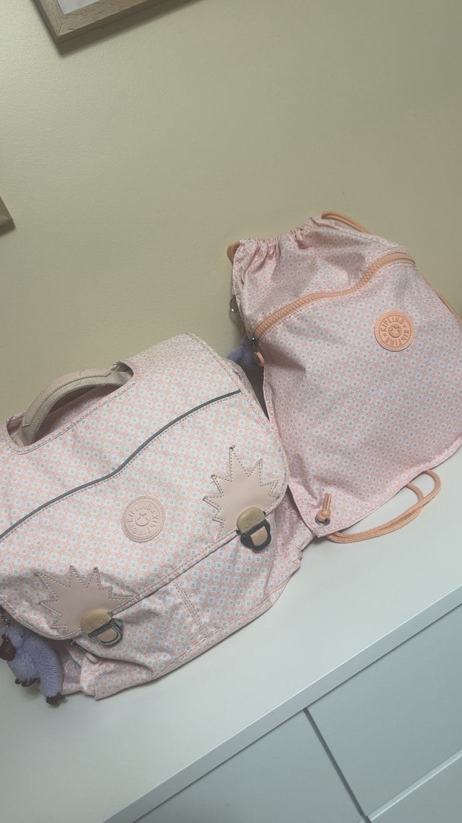 Kipling iniko schooltas + turnzak, Enlèvement, Comme neuf, Rose, Sac à dos
