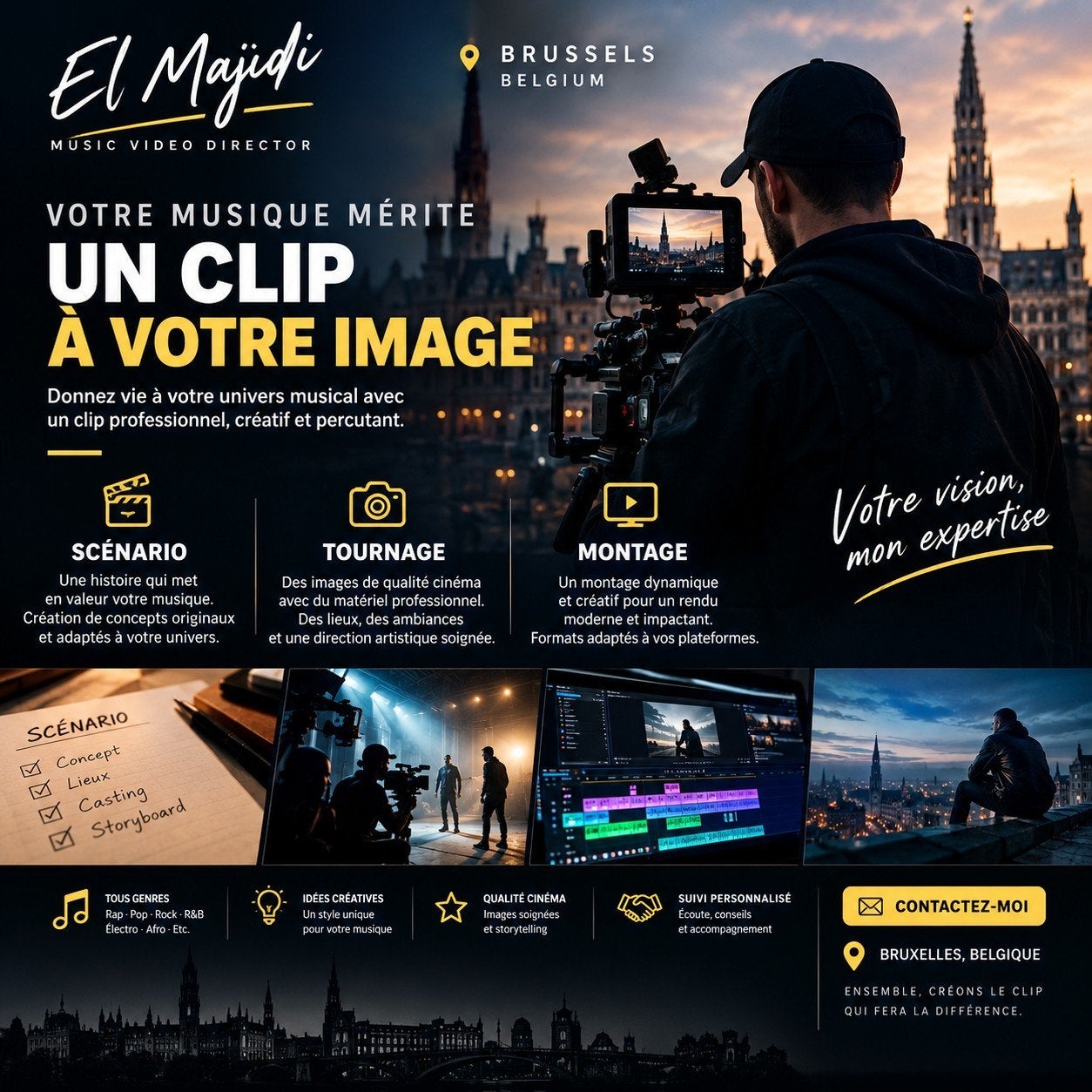 PRODUCTIE VAN MUZIEKVIDEO'S IN BRUSSEL, Ophalen of Verzenden