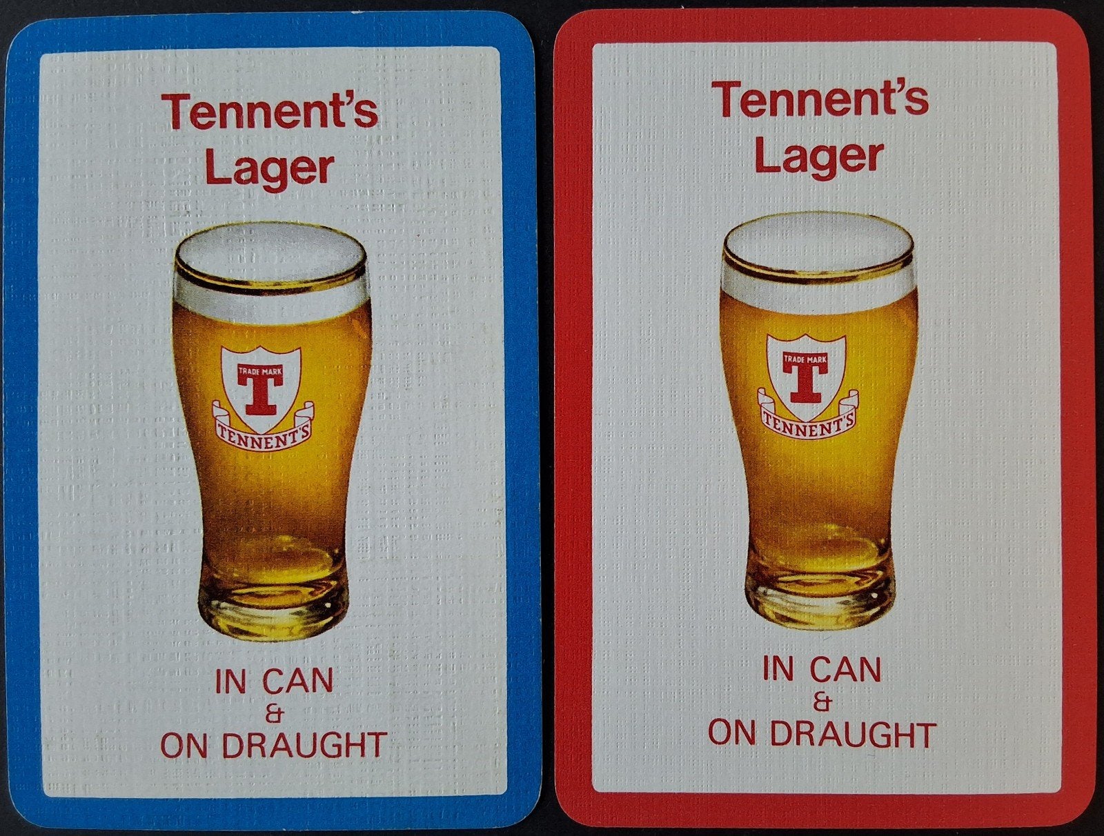 2 speelkaarten  Tennent's, Verzamelen, Ophalen of Verzenden, Speelkaart(en)