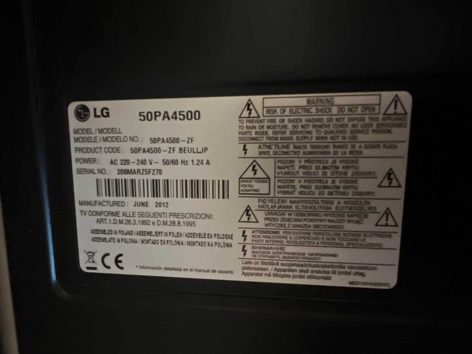 LG 50PA4500 50 inch Plasma TV, Ophalen, Zo goed als nieuw