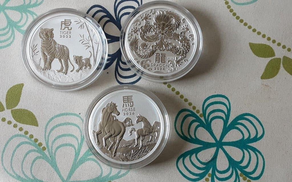Zilveren munten (3 x 5 oz), Ophalen of Verzenden, Zilver