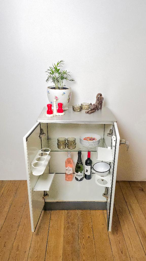 Meuble métallique / Cabinet médical  / Bar - sur roulettes, Enlèvement ou Envoi, Moins de 100 cm, Comme neuf, 50 à 100 cm