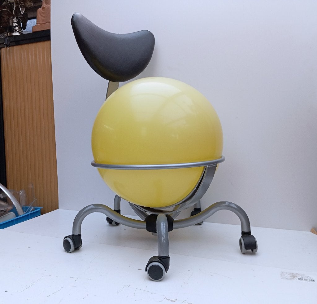 CHAISE DE BUREAU ERGONOMIQUE À BALLES PALLOSIT PALLONE, Chaise boule, Jaune, Enlèvement, Utilisé