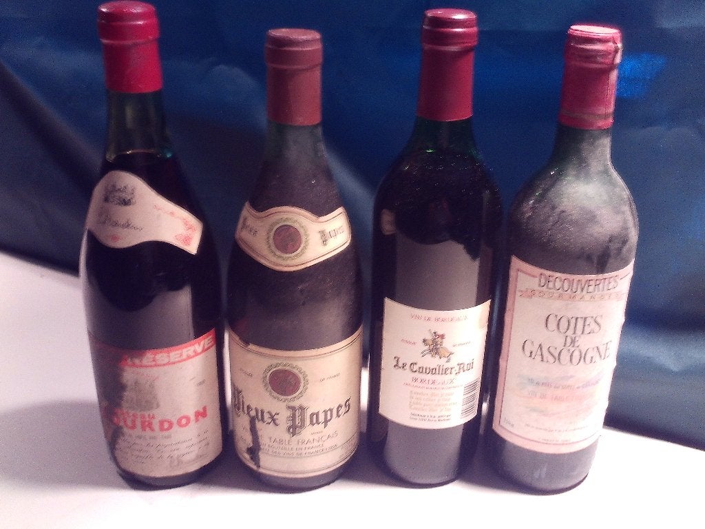 4 Oude Franse Rode Wijnen - 1969 en 1988, Frankrijk, Ophalen of Verzenden, Zo goed als nieuw, Rode wijn