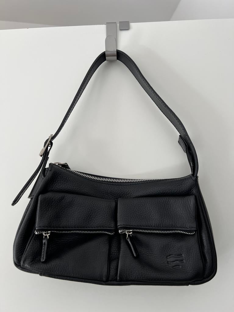 Sac à bandoulière en cuir noir Crinkels, Enlèvement, Comme neuf