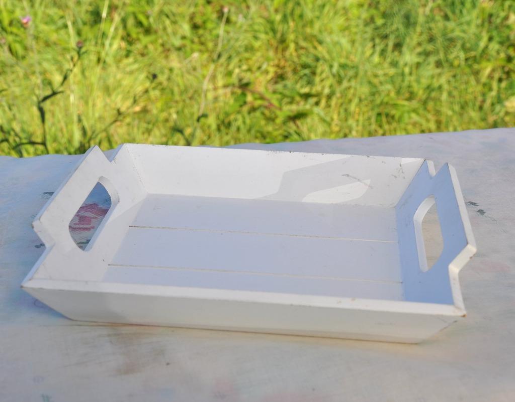 petit plateau carré en bois couleur blanc, Enlèvement ou Envoi, Utilisé, Carré, Bois