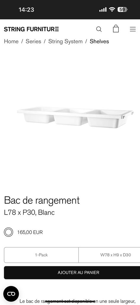 Bac de rangement pour etagere string furniture, Enlèvement, Comme neuf