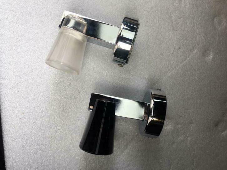 Prachtig paar vintage glas/chroom spots 220v, Ophalen of Verzenden, Nieuw, Glas, Led