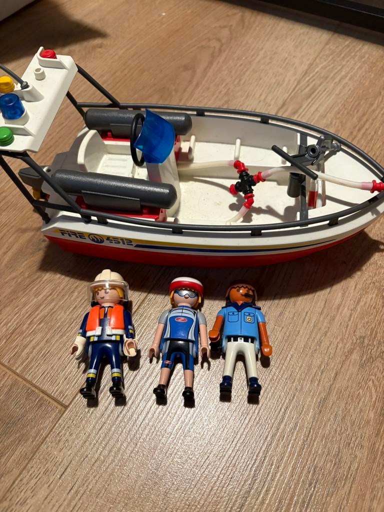 Playmobil Reddingsboot / Brandweerboot met 3 figuren, Ophalen of Verzenden, Zo goed als nieuw