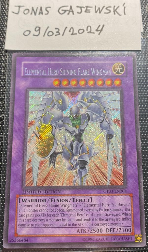 Elemental Hero Shining Flare Wingman (Lim. Ed. - Secret), Ophalen of Verzenden, Zo goed als nieuw, Meerdere kaarten, Foil