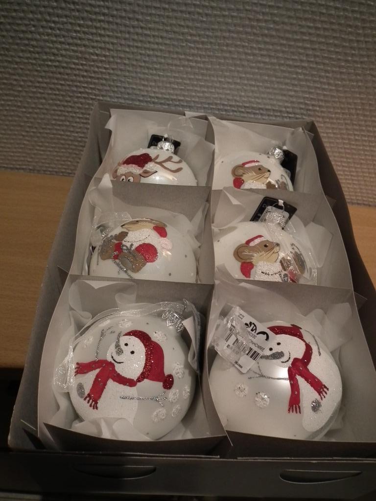 6 boules de Noël. coloris blanc (Decoris) D: 8 cm, Envoi, Neuf