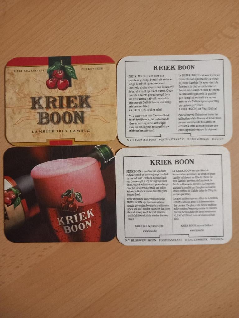 Bierviltjes Kriek Boon (189), Verzamelen, Ophalen of Verzenden, Zo goed als nieuw