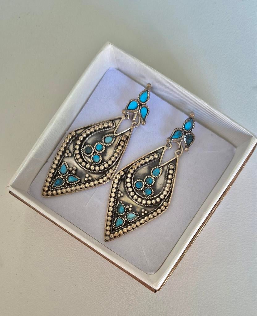 Boucles d'oreilles faites main, Bijoux, Sacs & Beauté, Boucles d'oreilles, Neuf, Enlèvement ou Envoi, Autres matériaux, Bleu