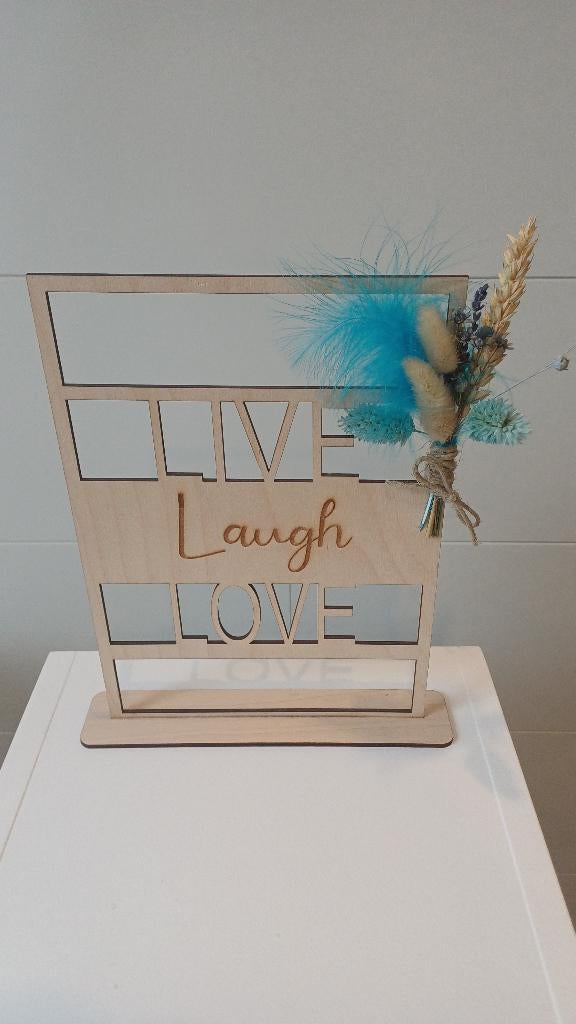 Support en bois sur pied « Live laugh love » nouveau DernièR, Enlèvement ou Envoi, Comme neuf