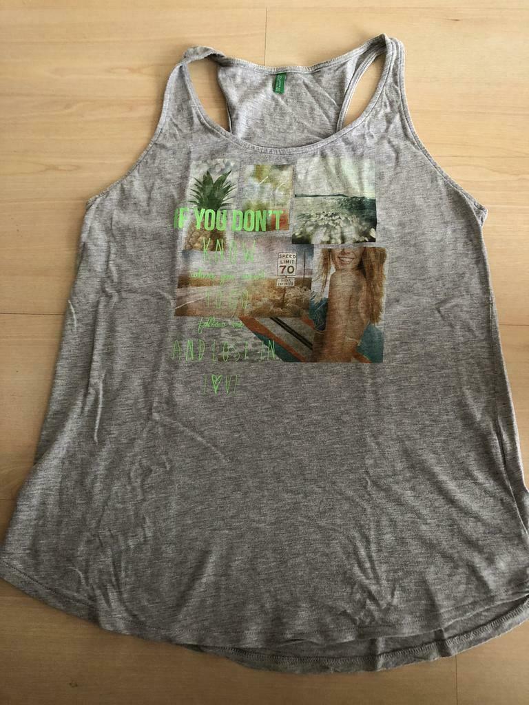 Top gris Benetton taille M, Sans manches, Taille 38/40 (M), Gris, Enlèvement ou Envoi