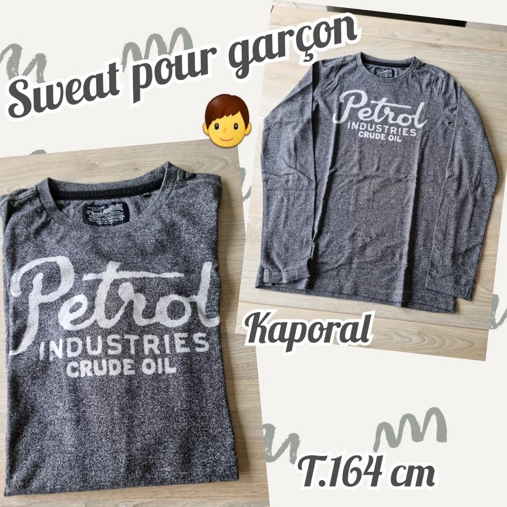 Sweat ML pour garçon -gris-Kaporal-T.164 cm, Garçon, Petrol, Enlèvement ou Envoi, Chemise ou À manches longues