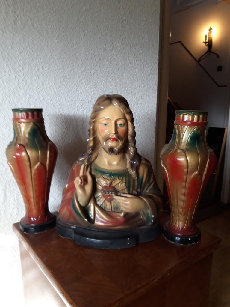 BUSTE  Kristus beeld + 2 ornamenten, Enlèvement, Utilisé, Religion