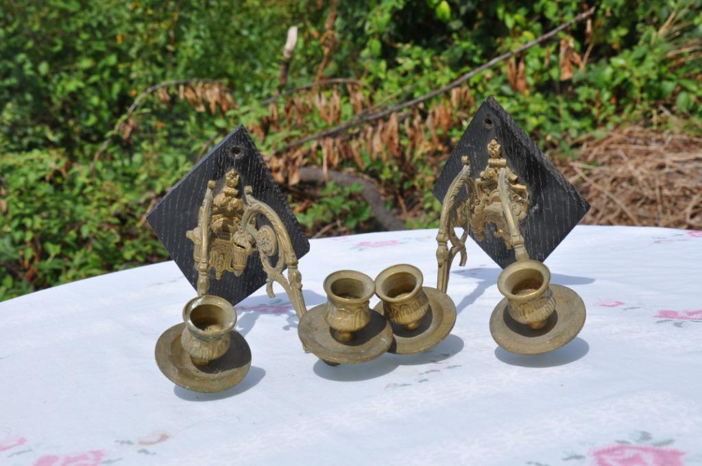 §  paire de bougeoirs de piano laiton et bois, Enlèvement ou Envoi, Autres matériaux