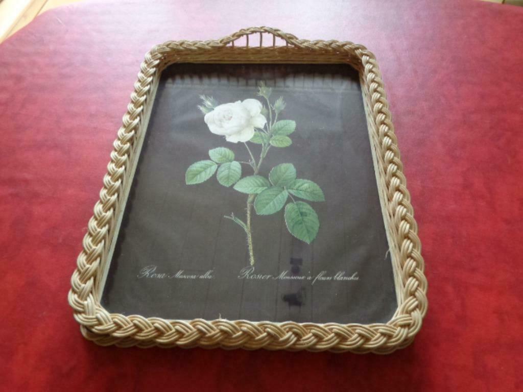 Plateau de service. Osier / verre. Vintage, Ophalen of Verzenden, Gebruikt, Glas, Overige typen