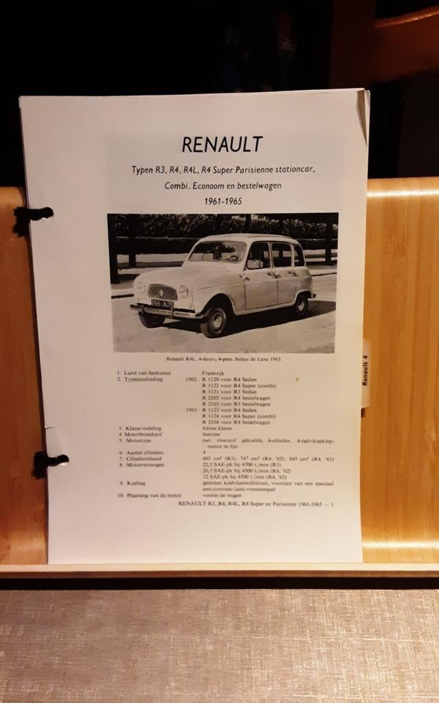 Renault 3/ 4 technische fiche, Boeken, Auto's | Boeken, Ophalen of Verzenden, Zo goed als nieuw, Renault
