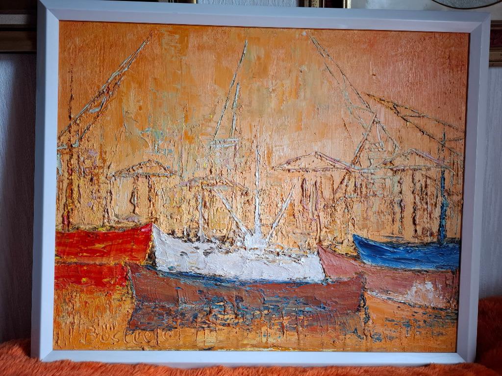 bosteels willy schilderij schelde kaai antwerpen, Antiek en Kunst, Ophalen