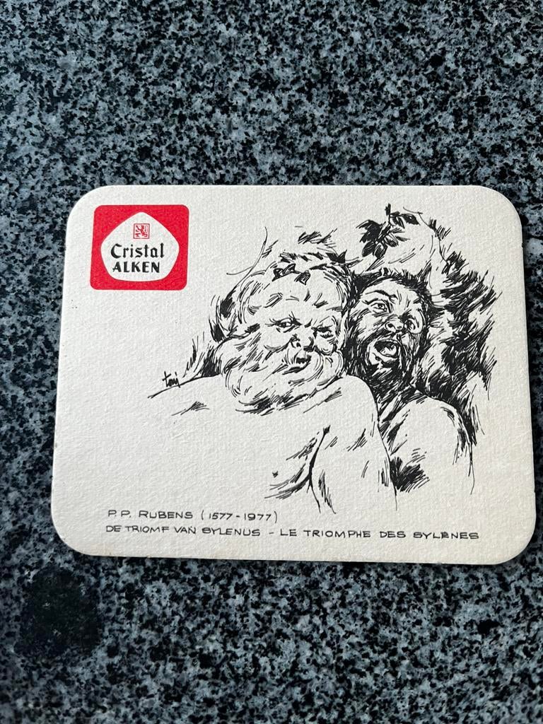 Bierkaartje Cristal Alken Rubens 1977, Verzamelen, Ophalen of Verzenden, Zo goed als nieuw