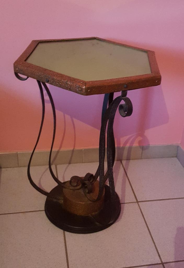 Table En métal fer et cuivre tablette miroir. l., Enlèvement, Comme neuf