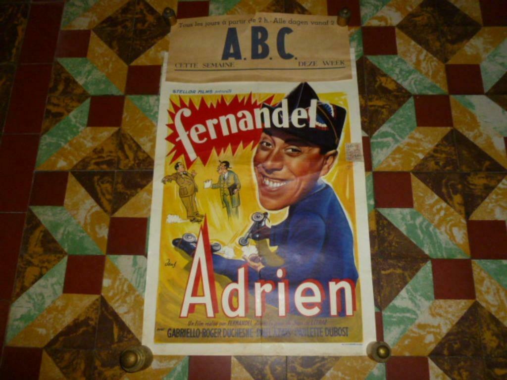 Originele filmaffiche Fernandel "Adrien" film uit 1943., Collections, Enlèvement ou Envoi, Rectangulaire vertical, A1 jusqu'à A3