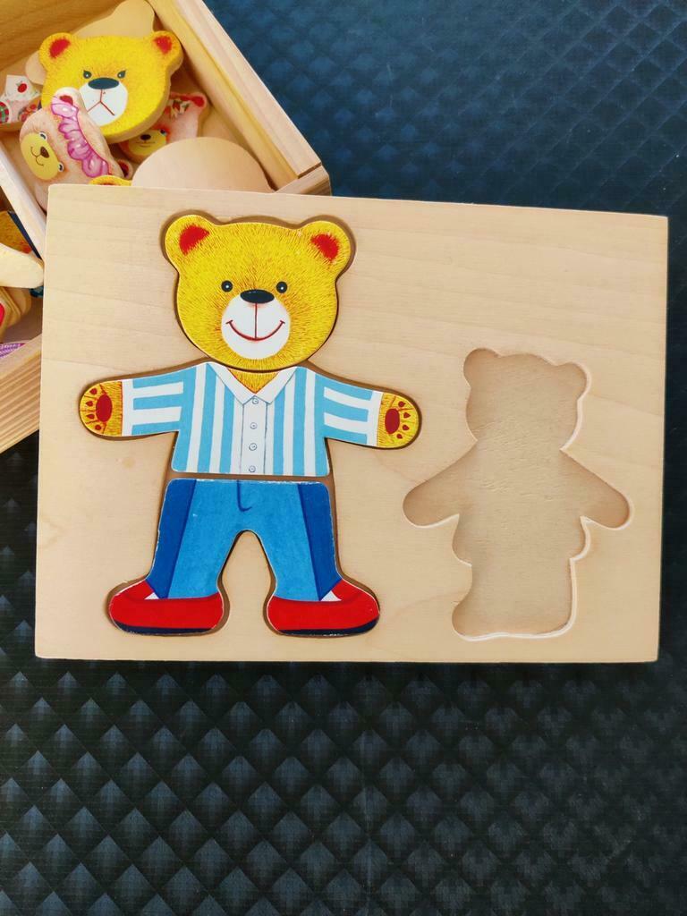 Famille d'ours en bois avec marqueterie, Enlèvement ou Envoi, Comme neuf, 2 à 4 ans, En bois