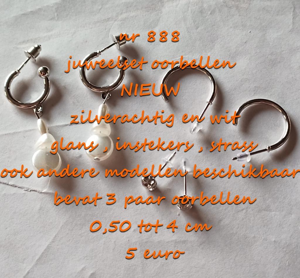 888. Parure : boucles d'oreilles, NEUF, frais de port inclus, Bijoux, Sacs & Beauté, Boucles d'oreilles, Blanc, Envoi, Neuf, Puces ou Clous