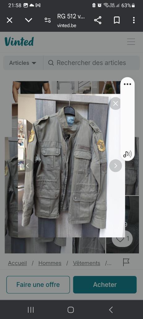 Veste militaire rg512, Enlèvement, Autres, Vêtements ou Chaussures
