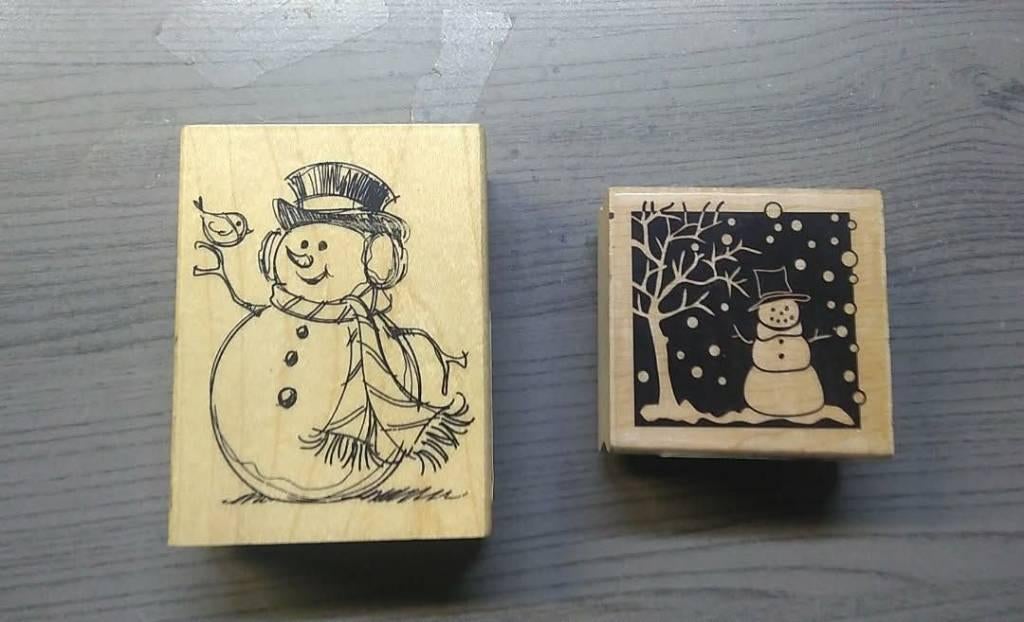 2 stempels sneeuwpop, Ophalen of Verzenden