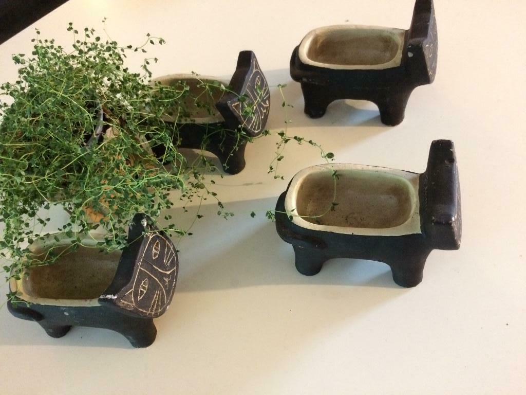 Katten Bloempotjes van Rasteli 4 stuks, Enlèvement ou Envoi, Poterie, Intérieur