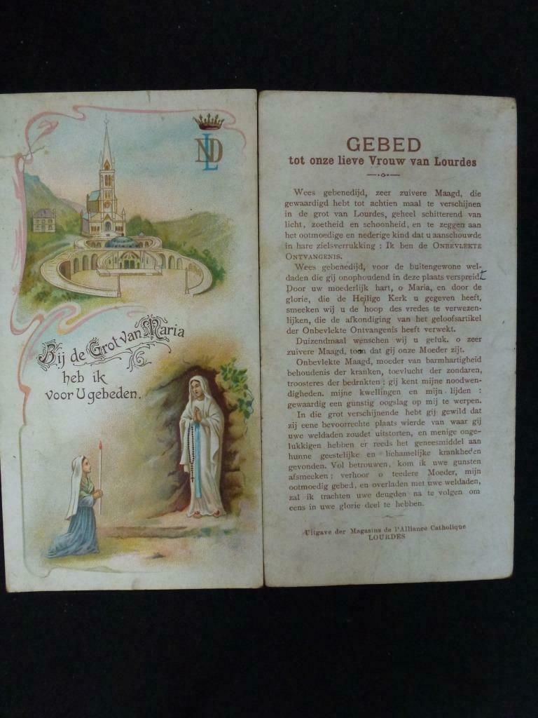 oud bidprentje gebed tot onze lieve Vrouw van Lourdes, Envoi, Image pieuse