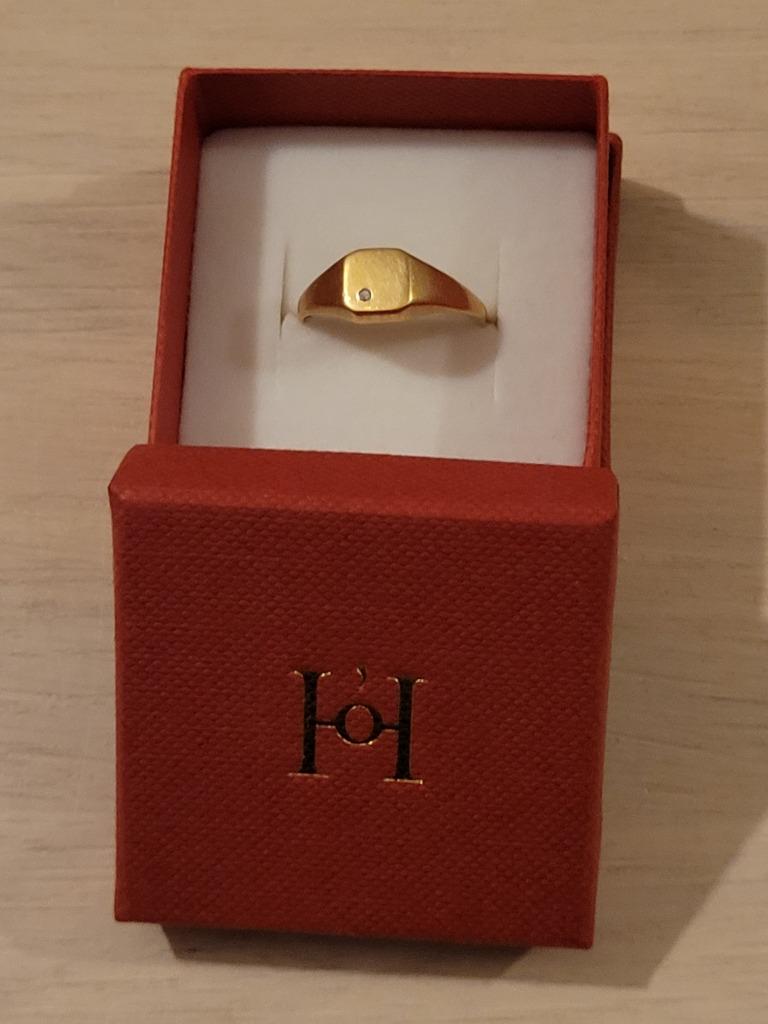 18 karaat gouden zegelring voor heren, Heer, Ophalen of Verzenden, Zo goed als nieuw, Met edelsteen