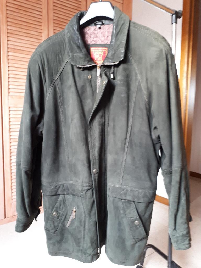 Veste d'hiver en daim homme verte taille 52, High Qual Leath VanEepoel, Taille 52/54 (L), Comme neuf, Vert