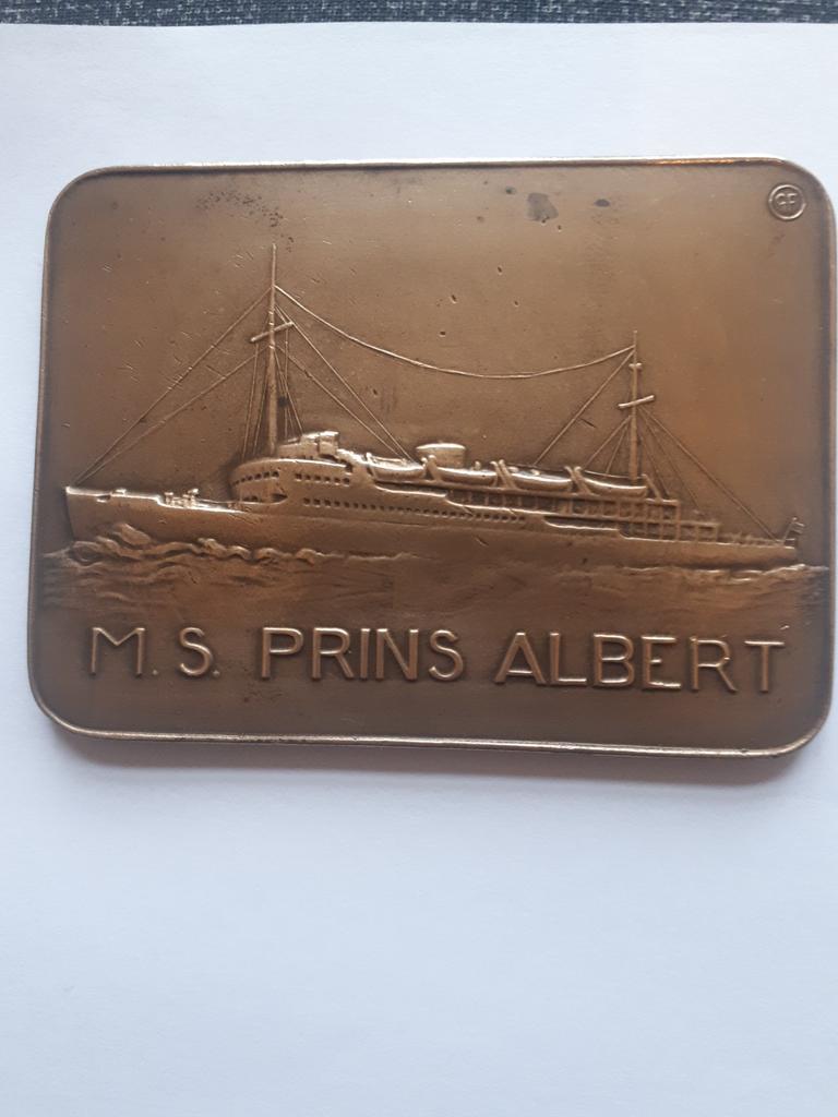 Plaque Bronze M.S. Prins Albert navale belge 1948, Verzamelen, Scheepvaart, Ophalen of Verzenden, Zo goed als nieuw