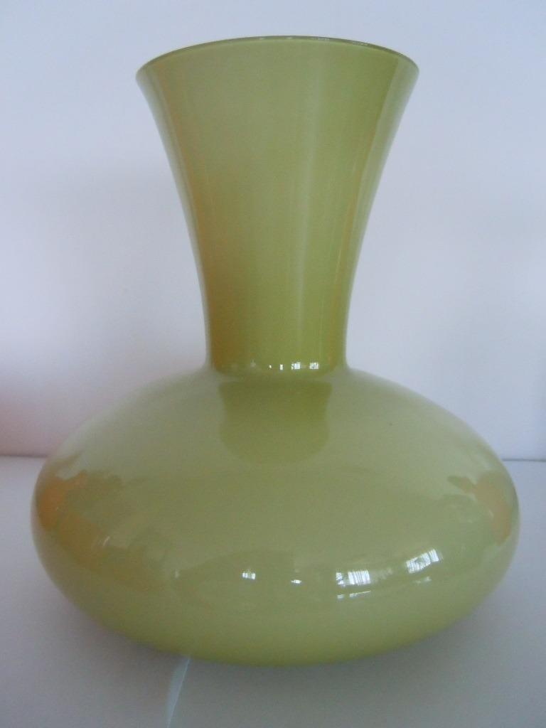 Licht olijfgroene opaline vaas - Empoli glas jaren 1960, Ophalen of Verzenden